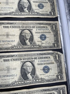 Lot of 10 VERY CIRC 1957 1935 $1 Dollar Silver Certificate Blue Seal Notes #94