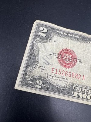 1928 G $2 Two Dollar Legal Tender United States Red Seal Note G / VG Circ #6688