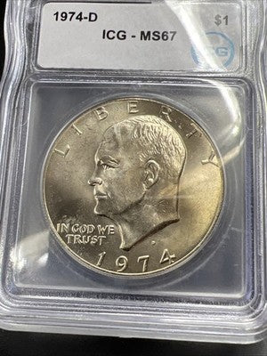 1974 D $1 Ike Eisenhower Clad Copper Nickel Dollar Coin ICG MS67 #06