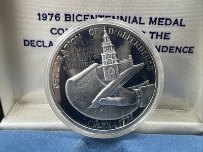US 1776 - 1976 Bicentennial Thomas Jefferson Sterling Silver Medal w/ Box COA