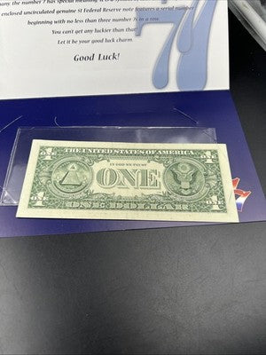 2013 $1 FRN Federal Reserve Note Lucky Serial Number 77776994 CH UNC