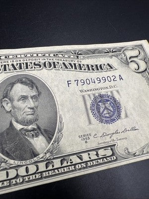 1953 B $5 Five Dollar Silver Certificate XF EF Extra Fine Circ #902