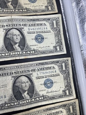 Lot of 10 VERY CIRC 1957 1935 $1 Dollar Silver Certificate Blue Seal Notes #09