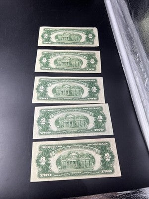 Lot of 5 1953 $2 USN United States Notes CH VF Very Fine Circ #929