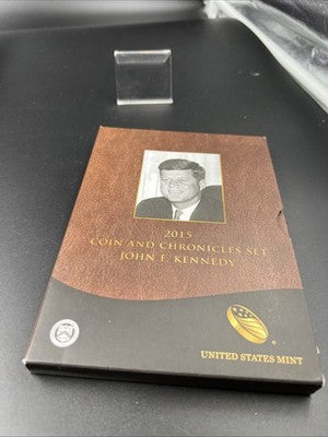2015 John F Kennedy Coin & Chronicles Dollar & Silver Medal in Box w COA