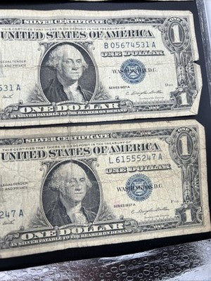 Lot of 10 VERY CIRC 1957 1935 $1 Dollar Silver Certificate Blue Seal Notes #94