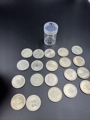 Lot of 20 $1 Casino Dollar Gaming Tokens Metal Circulated Conditions SKU#7540