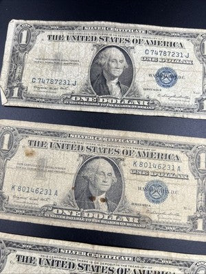 Lot of 8 VERY CIRC 1957 1935 $1 Dollar Silver Certificate Blue Seal Notes #42