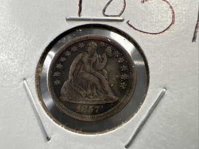 1857 10c Seated Liberty Silver Dime VF Very Fine Circ