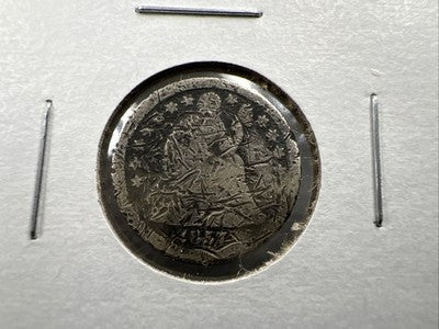 1857 10c Seated Liberty Silver Dime AG About Good Details Damaged