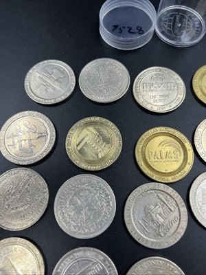 Lot of 20 $1 Casino Dollar Gaming Tokens Metal Circulated Conditions SKU#7528