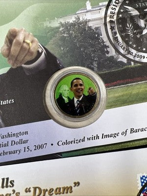 Lot of 10 Barack Obama Colorized US UNC Coins in Display Envelopes