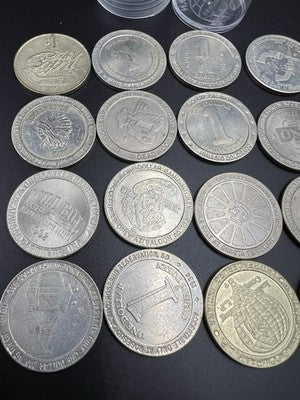 Lot of 20 $1 Casino Dollar Gaming Tokens Metal Circulated Conditions SKU#7548