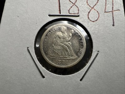 1884 10c Seated Liberty Silver Dime VF Details Polished Shiny Nice Look