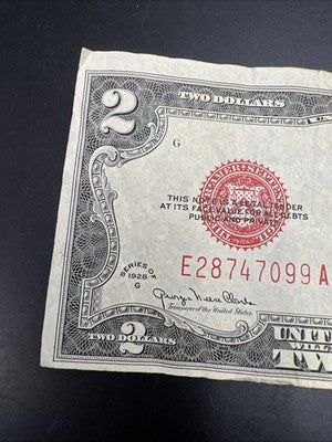 1928 G $2 USN United States Note Red Seal Fine Circulated #099