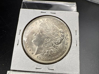 1921 P $1 Morgan Silver Dollar Coin Reverse Lamination Major Error AU About UNC