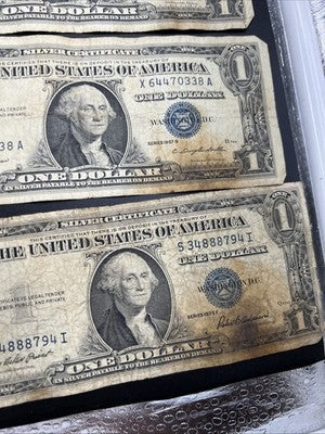 Lot of 10 VERY CIRC 1957 1935 $1 Dollar Silver Certificate Blue Seal Notes #80
