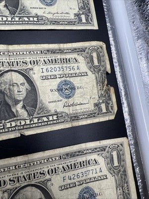Lot of 8 VERY CIRC 1957 1935 $1 Dollar Silver Certificate Blue Seal Notes #42