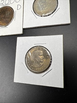 Toner Trio 2x 1979 SBA Susan B Anthony & 2000 D Sacagawea Dollar Coins BU UNC #A