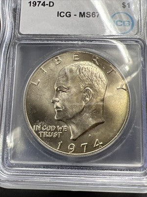 1974 D $1 Ike Eisenhower Clad Copper Nickel Dollar Coin ICG MS67 #06