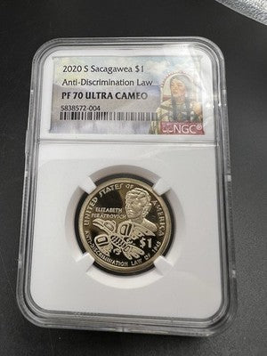 2020 S Sacagawea Anti Discrimination Native Brass Dollar Coin NGC PF70 UCAM #04