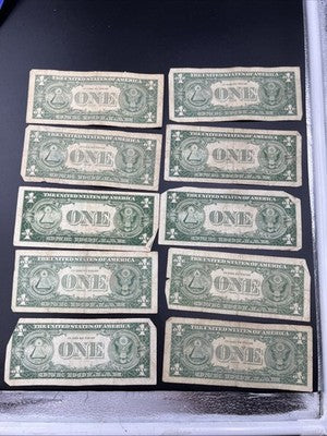Lot of 10 VERY CIRC 1957 1935 $1 Dollar Silver Certificate Blue Seal Notes #94