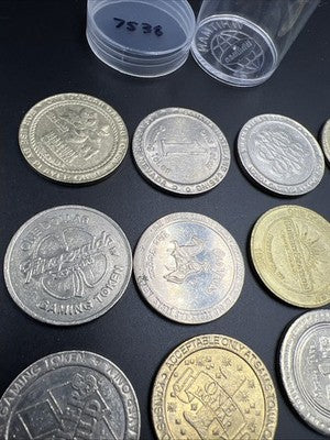 Lot of 20 $1 Casino Dollar Gaming Tokens Metal Circulated Conditions SKU#7538