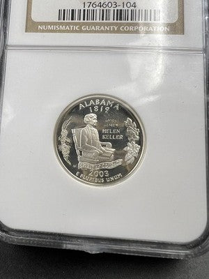 2003 S 25c Alabama State Statehood Quarter Silver PF69 UCAM NGC #104