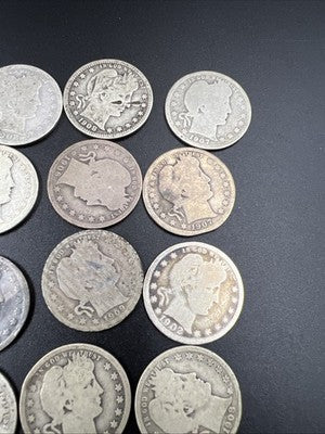 Barber Quarters 90% Silver Coin Quarter Roll $10 Face Value 40 Coins AG/G SKU#3Z