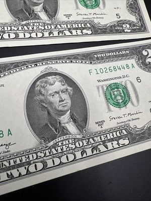 Lot of 4 2017 A $2 FRN Federal Reserve Notes UNC Uncirculated #448