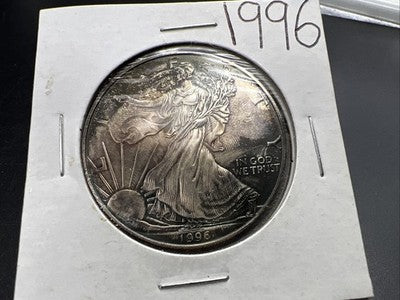 1996 1 Oz ASE American Silver Eagle Coin CH BU UNC Neat Toning Toner