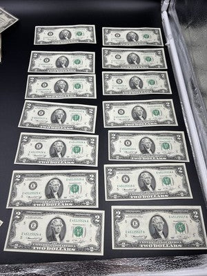 20 Consecutive 1976 $2 Two Dollar FRN Federal Reserve Notes CH AU / CU UNC #36