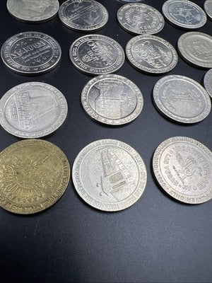 Lot of 20 $1 Casino Dollar Gaming Tokens Metal Circulated Conditions SKU#7550