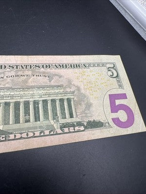 2013 $5 FRN Federal Reserve Note Fine Circ Low Serial #00005856