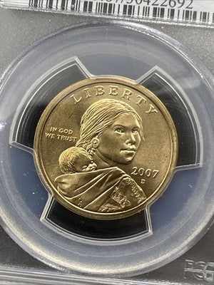 2007 D $1 Sacagawea Native Dollar Coin SP67 PCGS Satin Finish