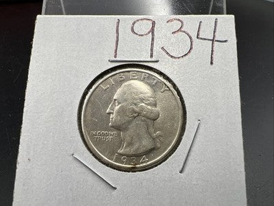 1934 P 25c Washington Silver Quarter XF EF Details Circ SKU#A