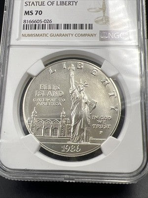 1986 P Statue of Liberty Commemorative Silver Dollar Coin NGC MS70 Gem BU #026