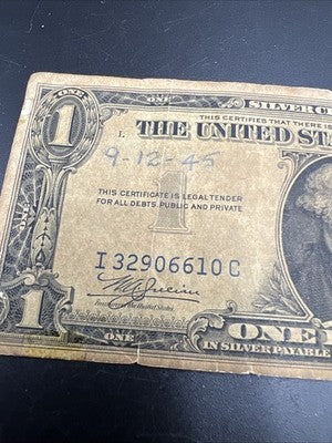 1935 A $1 North Africa Yellow Seal Silver Certificate Damaged Ugly Very Circ #10