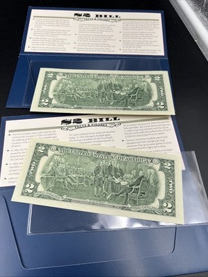 2 Consecutive 2017 $2 FRN Biden Harris Presidential Colorized UNC Two Dollars #5