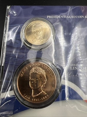 2010 Abraham Mary Todd Lincoln First Spouse $1 Presidential Coin & Medal Set OGP