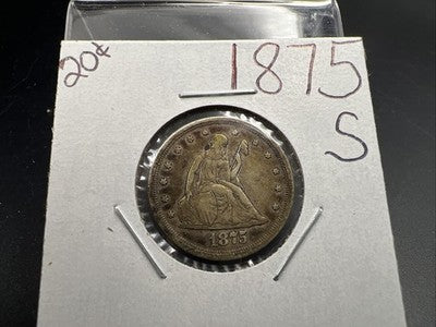 1875 S 20c Seated Liberty Twenty Cent Silver Quarter Coin XF EF Extra Fine Circ
