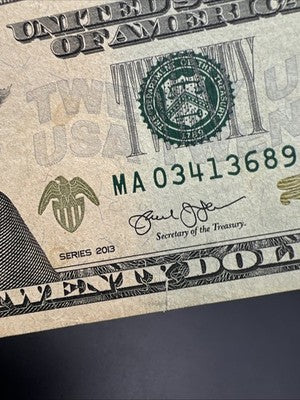 2013 Star * $20 FRN Federal Reserve Note VF Details #689