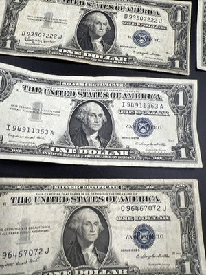Lot of 10 1957 / 1935 $1 One Dollar Silver Certificate Blue Seal Notes VG + #892