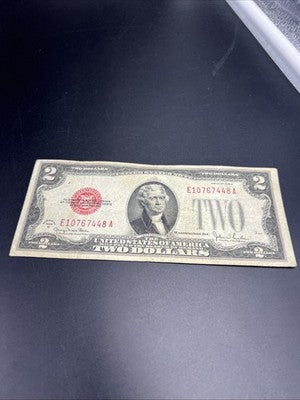 1928 G $2 Two Dollar Legal Tender United States Red Seal Note G / VG Circ #448