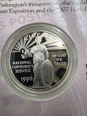 National Community Service 1996 W Silver Dollar Proof & Stamp Set