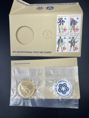 1975 American US Bicentennial Bronze Medal UNC FDOI First Day Cover Pack
