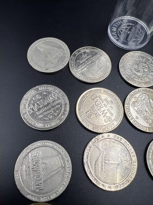 Lot of 20 $1 Casino Dollar Gaming Tokens Metal Circulated Conditions SKU#7550