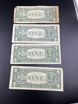 Lot of 4 1963 B $1 Barr Notes Fancy Serial Bills & * Star FRN Notes Circ #707