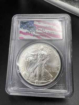 World Trade Center Recovery 2001 1 OZ ASE Ground Zero Silver Eagle PCGS Gem SK#C