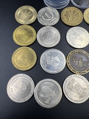 Lot of 20 $1 Casino Dollar Gaming Tokens Metal Circulated Conditions SKU#7539